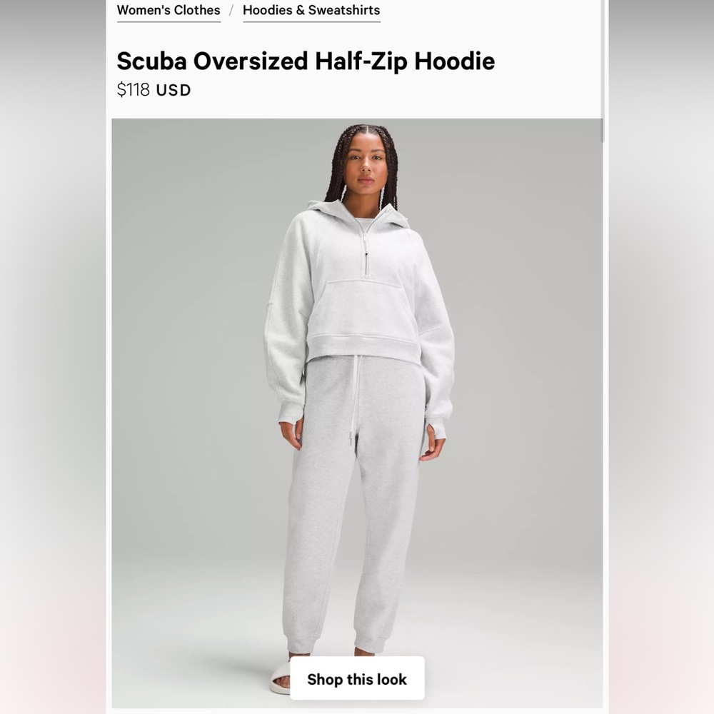 Lululemon Athletica Gray Scuba Oversized Half-Zip Hoodie